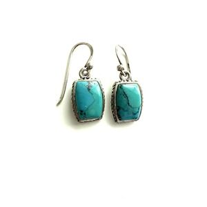 BARSE Turquoise Sterling Silver Rope Braid Framed Drop Earrings